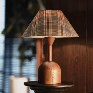 Plaid Wood Table Lamp