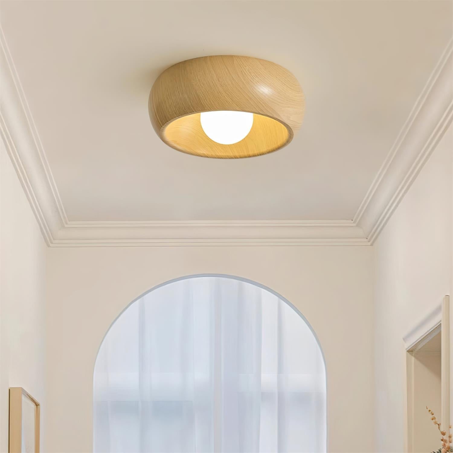 Halo Wood Flush Light