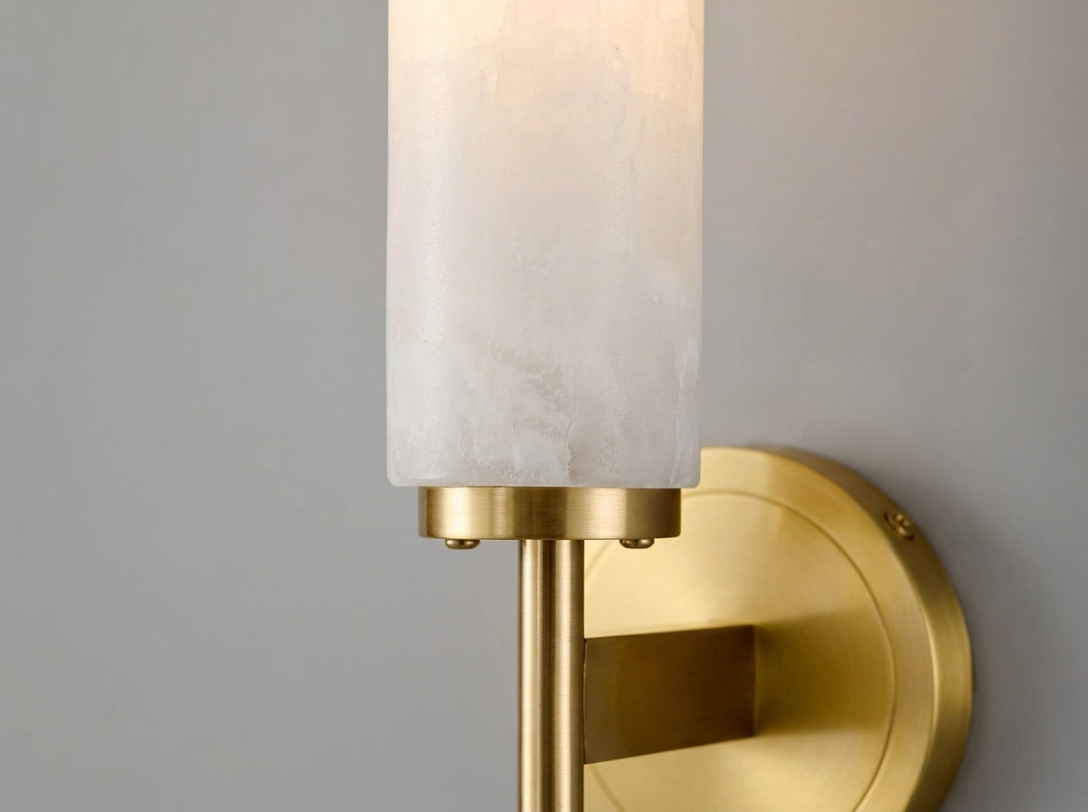 Alabaster Column Sconce - Crafted From Genuine Stone
