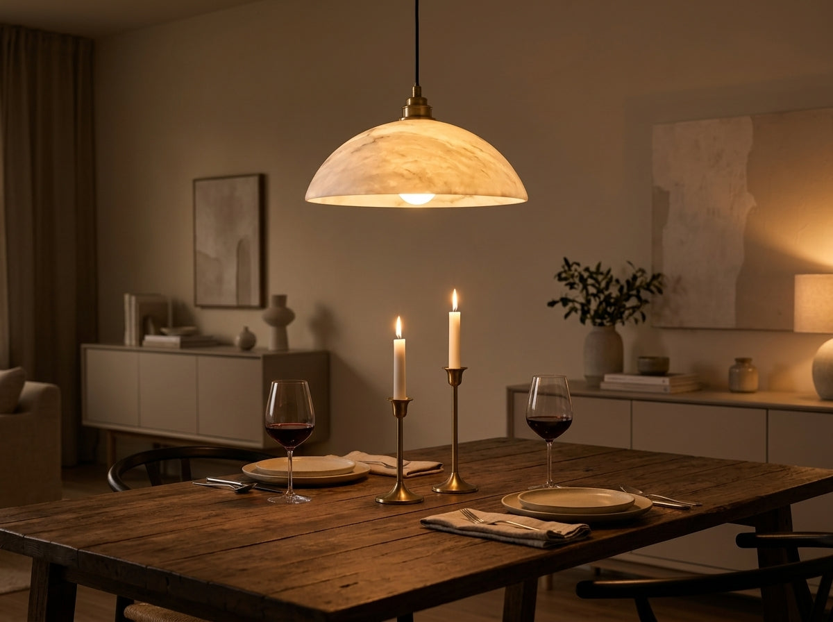 Alabaster Curve Pendant - Elevates Every Evening Gathering