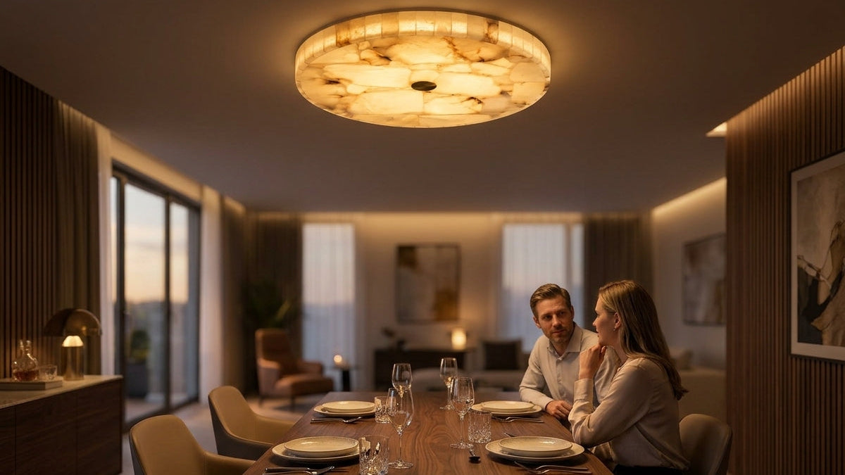 Alabaster Halo Flush - Casts A Warm Golden Glow Every Evening