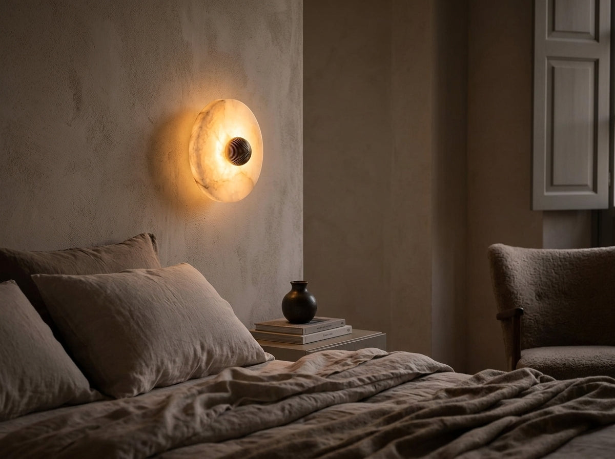 Alabaster Halo Sconce - Sets a Warm, Inviting Mood