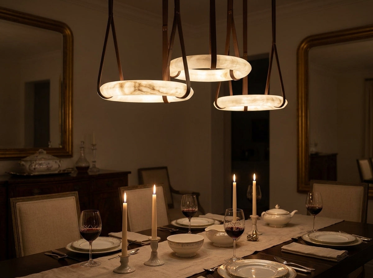 Alabaster Ring Pendant - Instantly Elevates Your Evening Ambiance