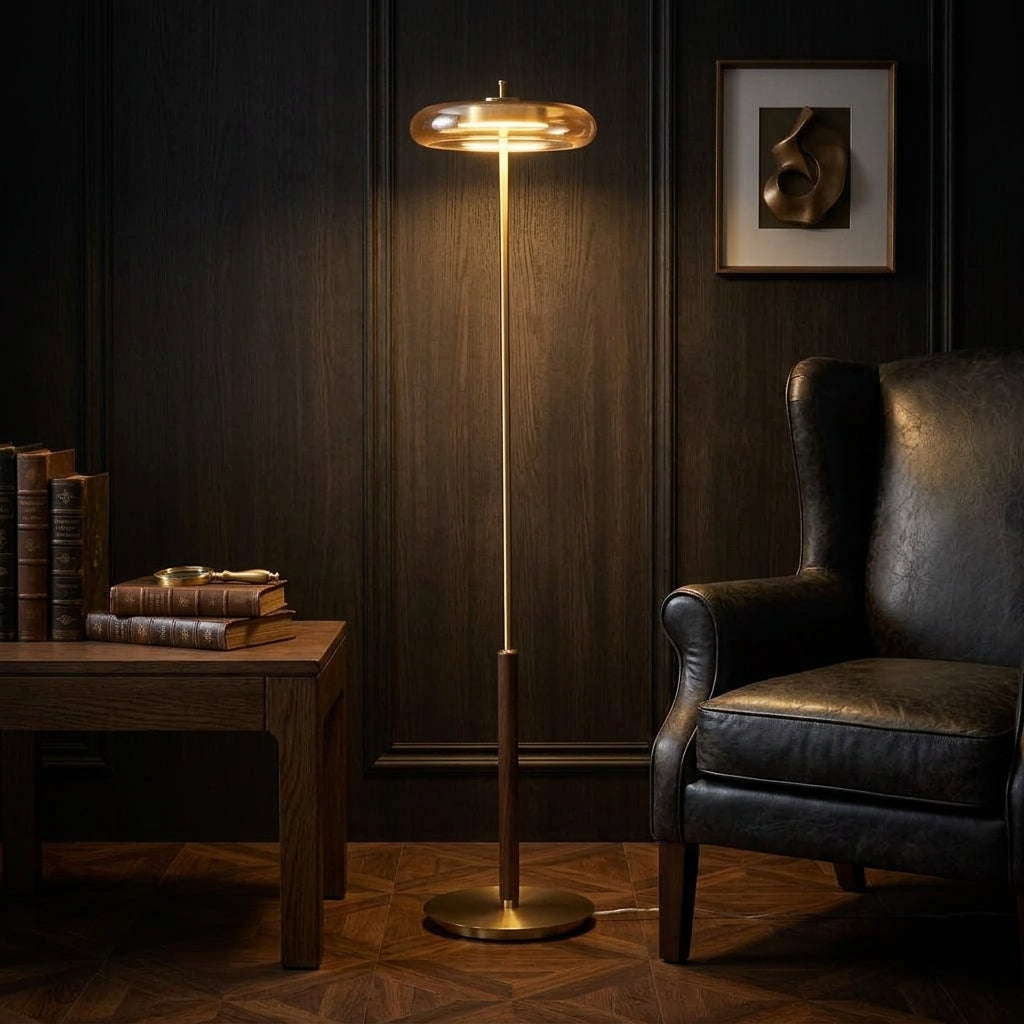 Amber Brass Floor Lamp - Main Product Image