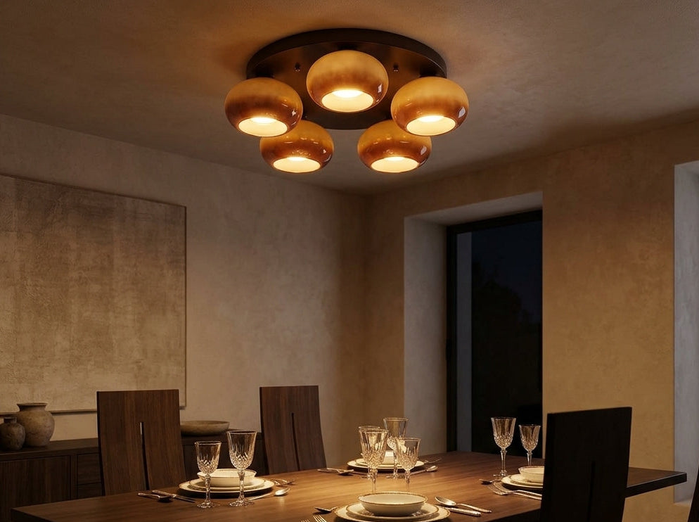 Amber Cluster Ceiling Light - Sets an Elegant Evening Glow