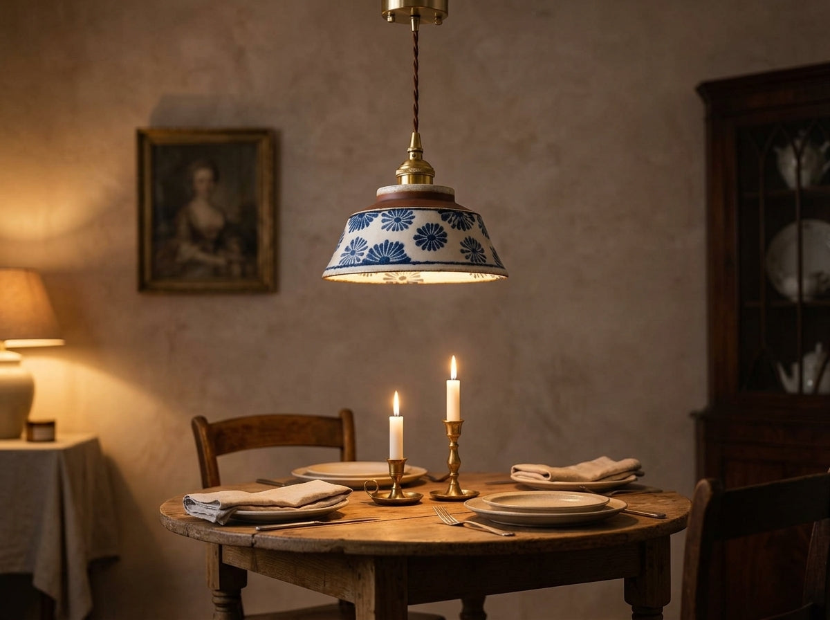 Blue Floral Pendant - Sets a Warm, Inviting Mood