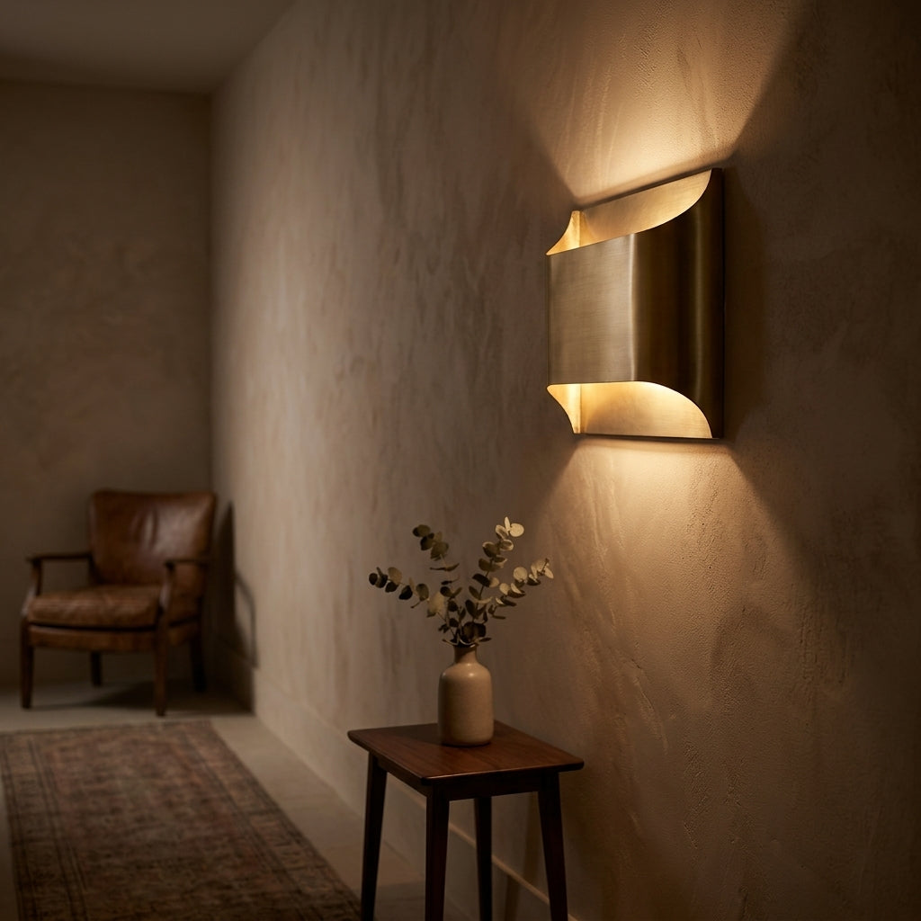 Curved Brass Wall Sconce - Main Product Image