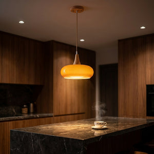 Curved Glass Wood Pendant - Main Product Image