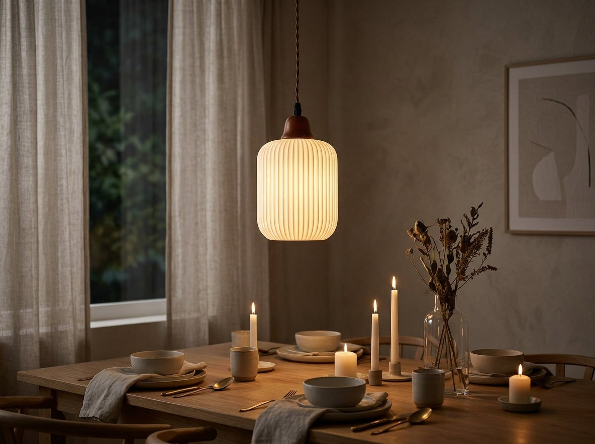 Fluted Ceramic Pendant - Sets a Warm, Inviting Mood