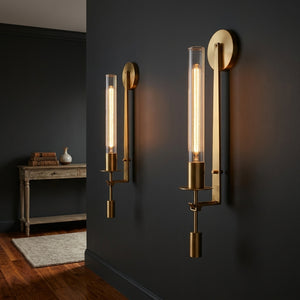 Fluted Glass Brass Sconce - Main Product Image