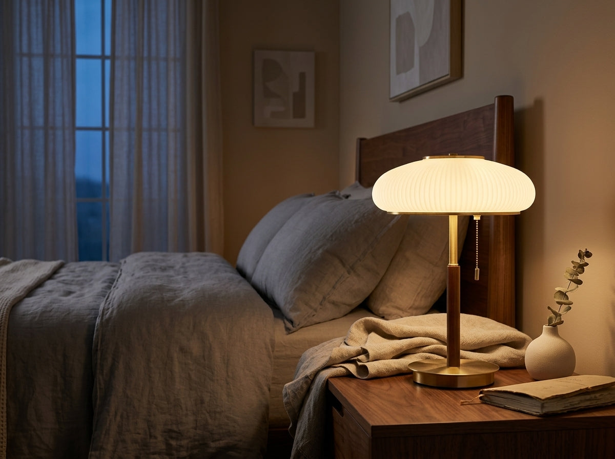 Fluted Glass Table Lamp - Sets a Warm, Elegant Mood