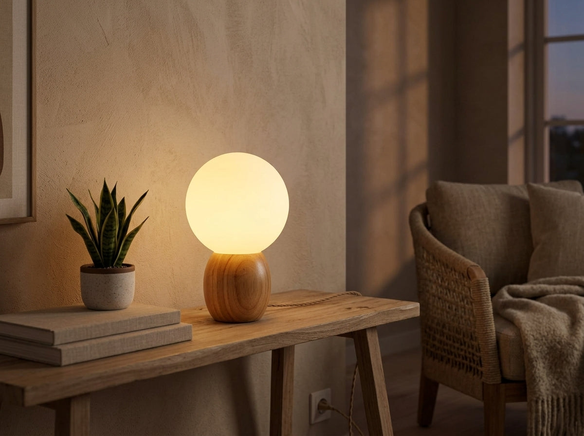 Frosted Globe Table Lamp - Sets a Calming Evening Mood