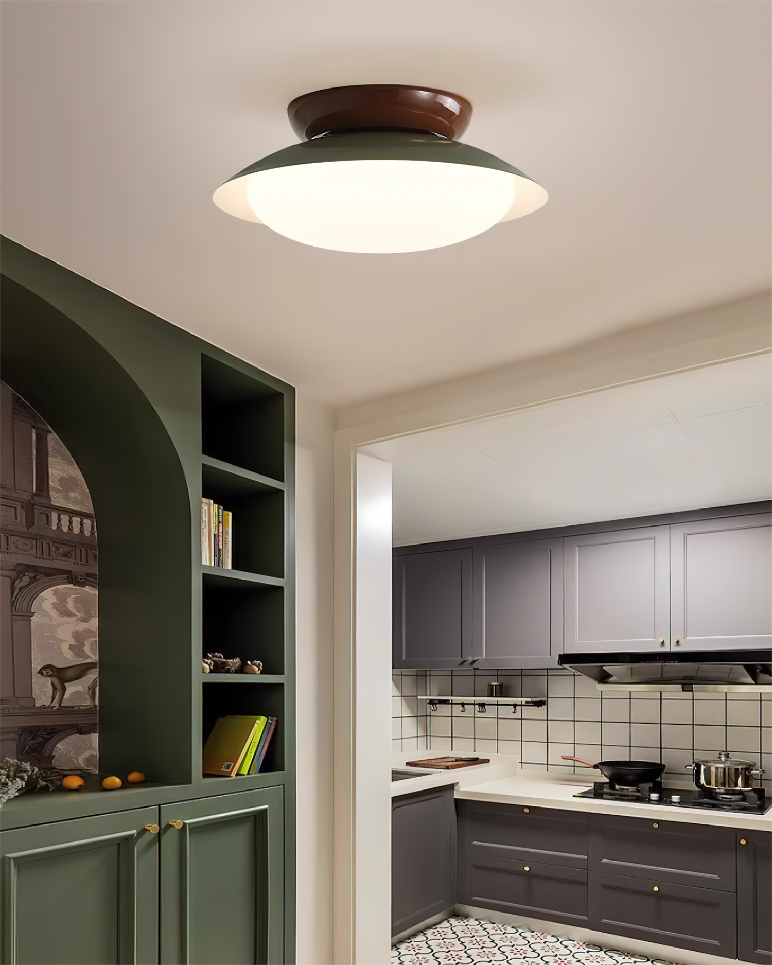 Paulo Mid-Century Dome Ceiling Light with Integrated LED