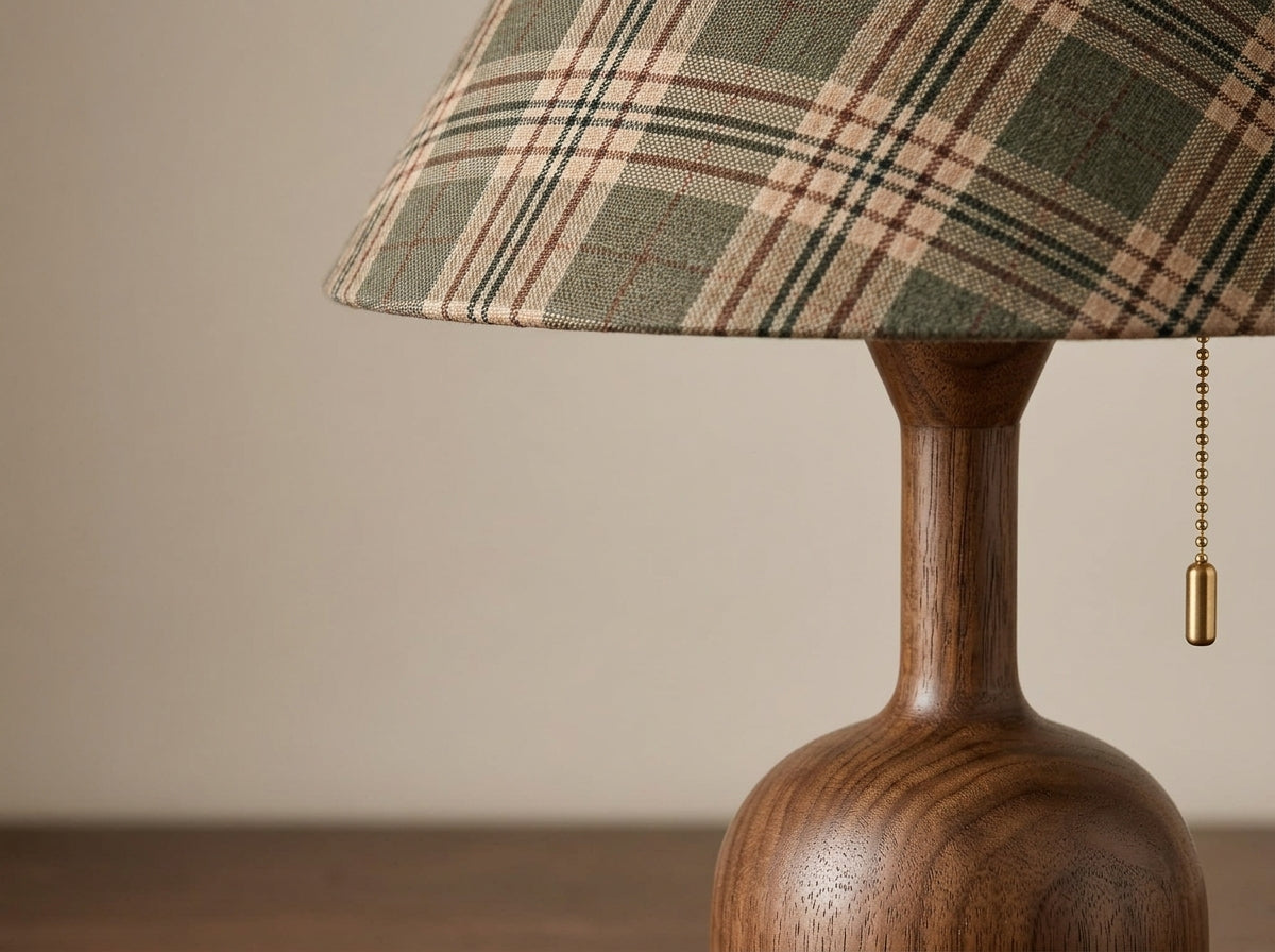 Plaid Wood Table Lamp - Crafted for Lasting Warmth