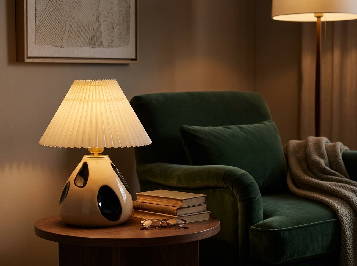 Pleated Ceramic Table Lamp - Sets a Cozy Evening Mood