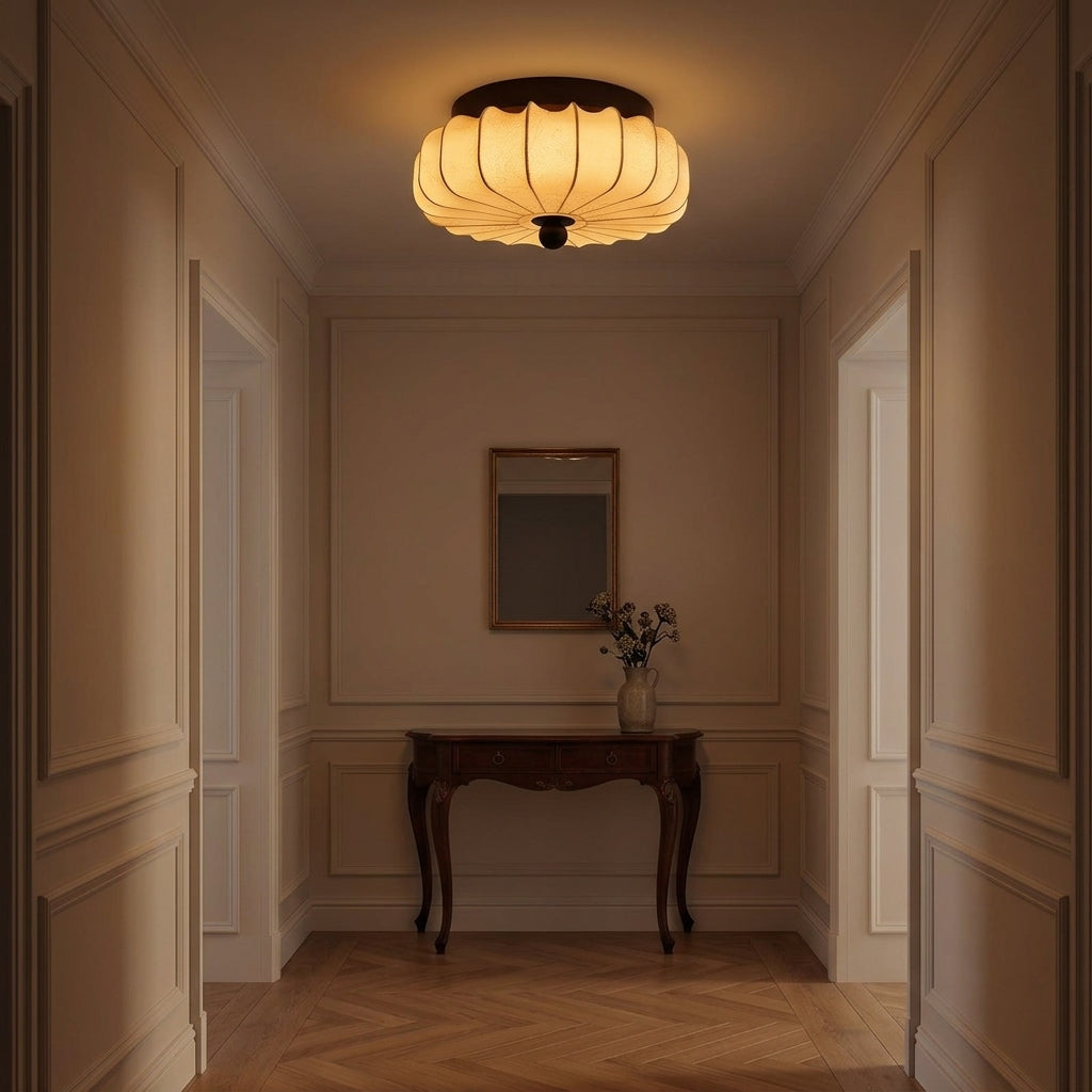 Pleated Fabric Flush Light - Main Product Image