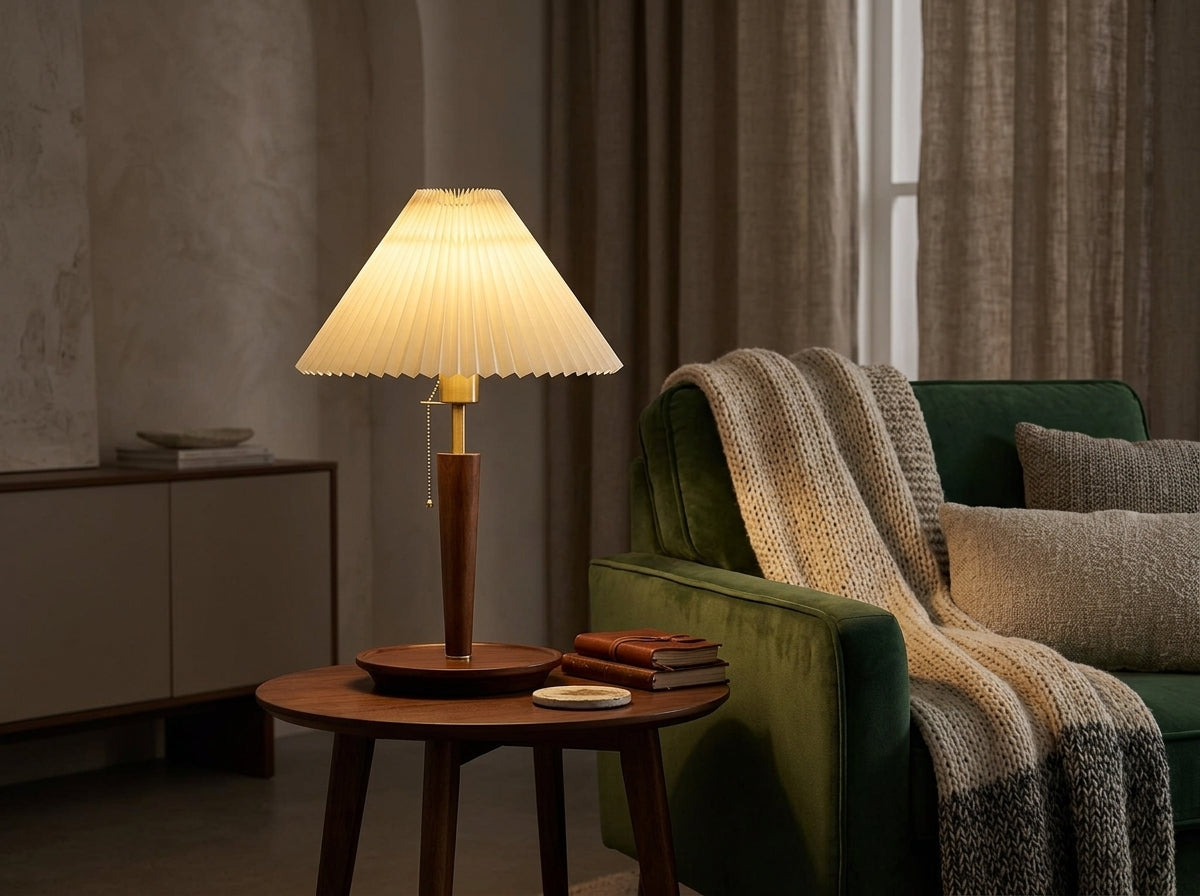 Pleated Fold Table Lamp - Sets a Warm, Relaxed Mood