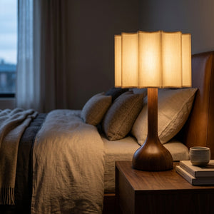 Pleated Wood Table Lamp - Main Product Image