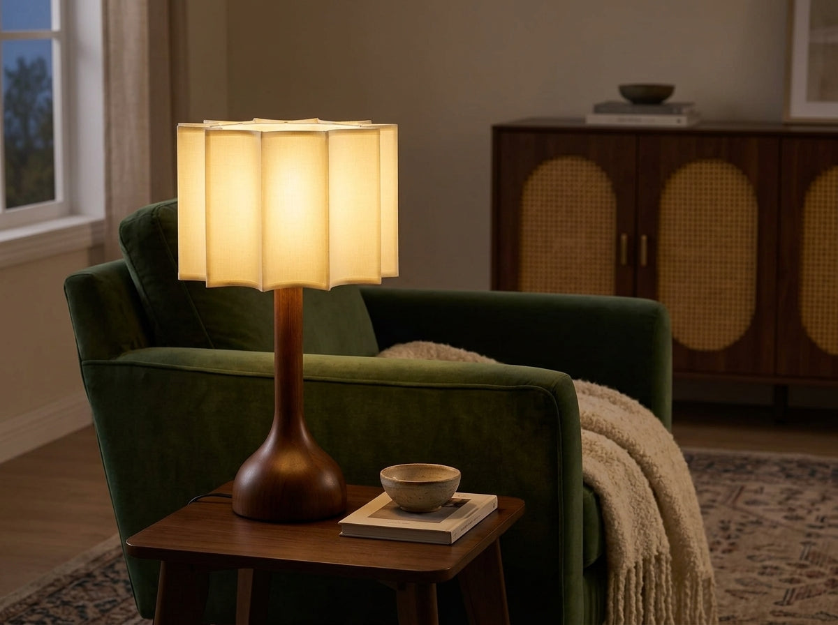 Pleated Wood Table Lamp - Instantly Elevate Your Evenings