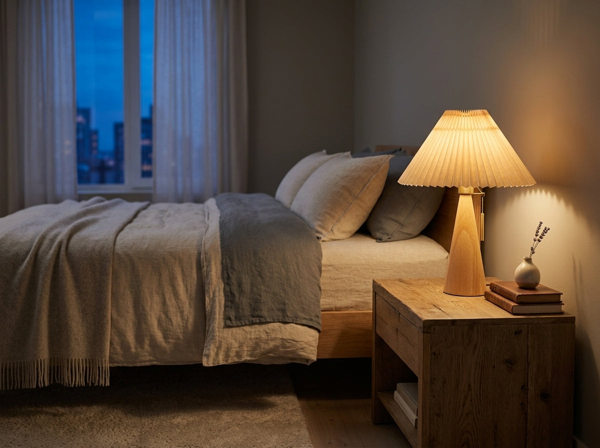 Pleated Wood Table Lamp - Instantly Elevate Your Evenings