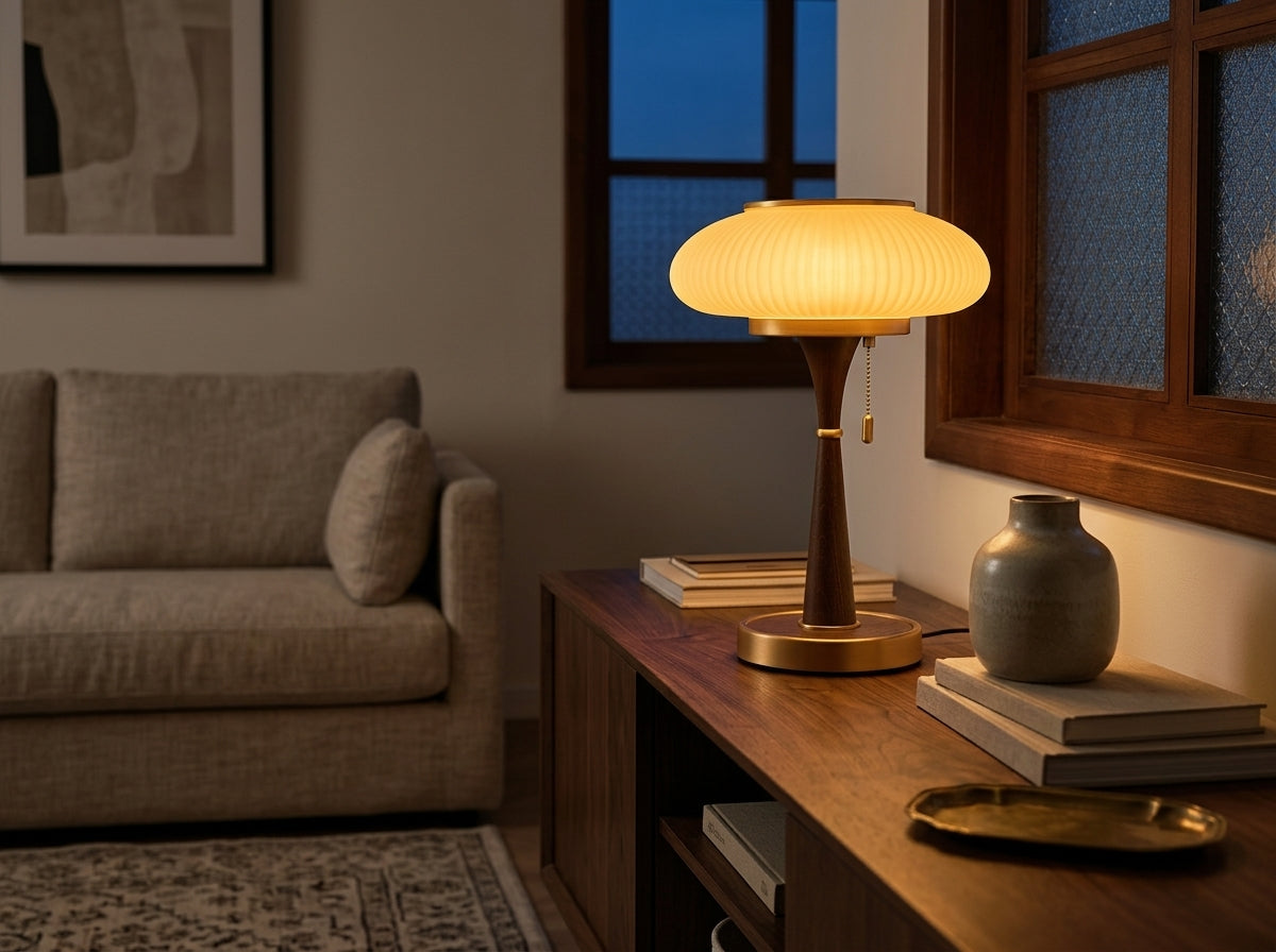 Ribbed Amber Glass Lamp - Ambiance That Transforms a Room