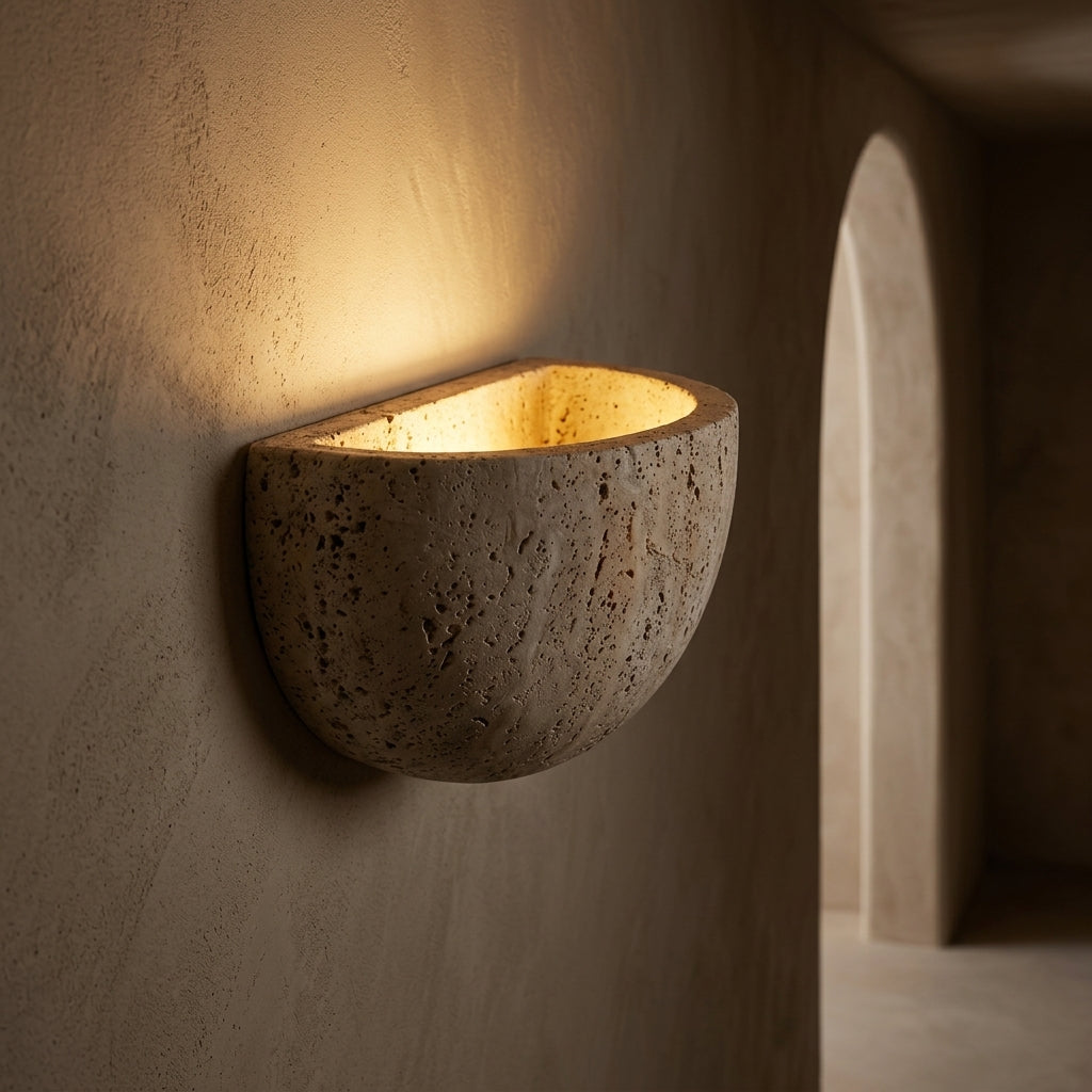 Travertine Bowl Sconce - Main Product Image