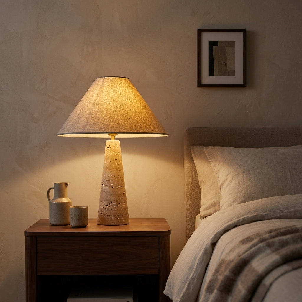 Travertine Cone Lamp - Main Product Image