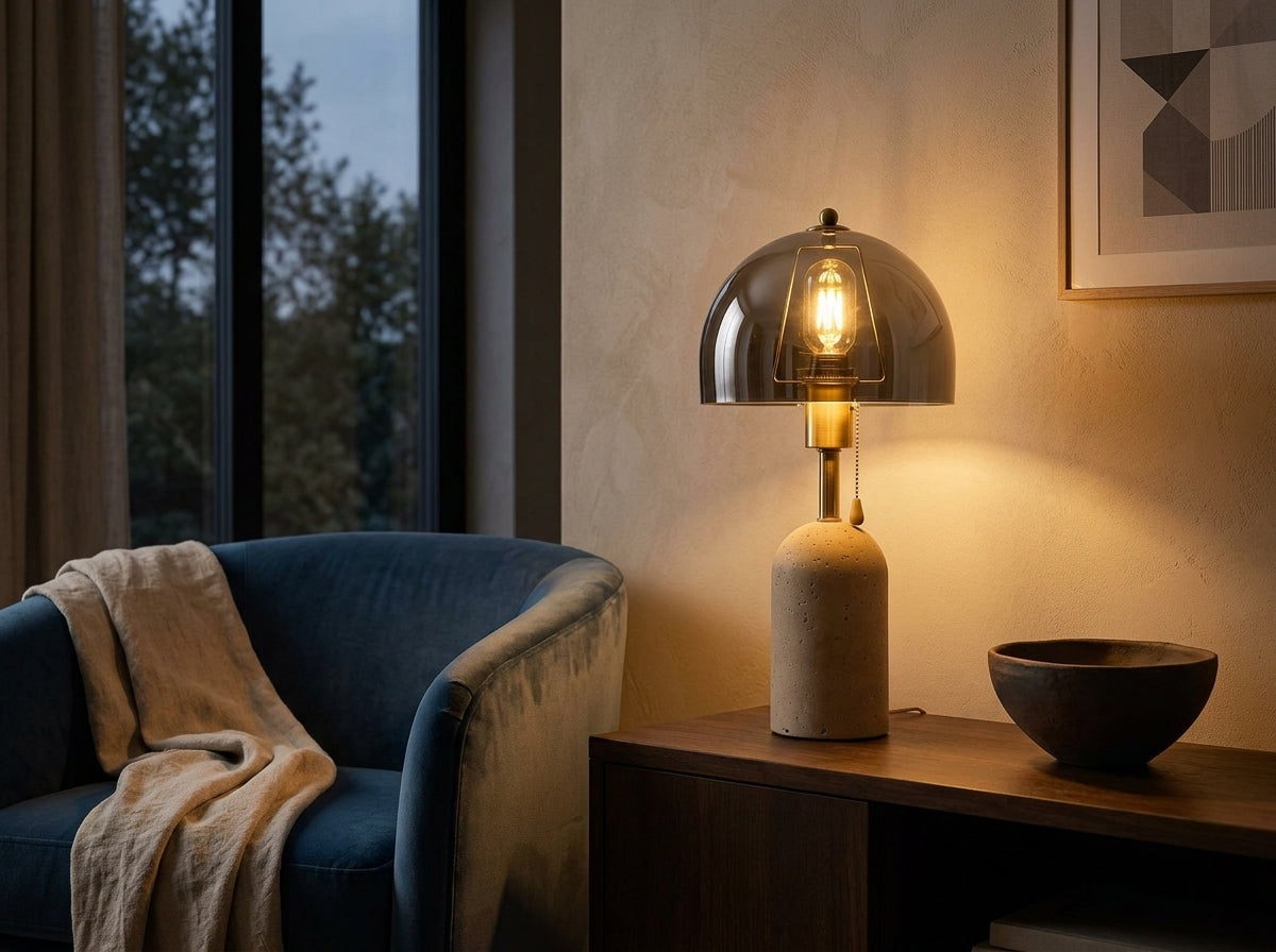 Travertine Dome Table Lamp - Sets a Warm, Elevated Mood