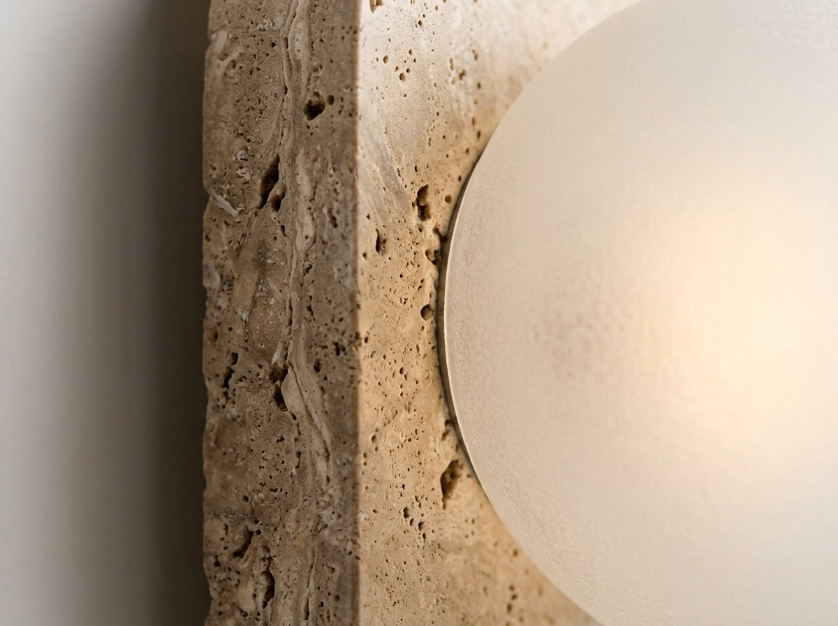 Travertine Globe Wall Sconce - Crafted From Natural Stone