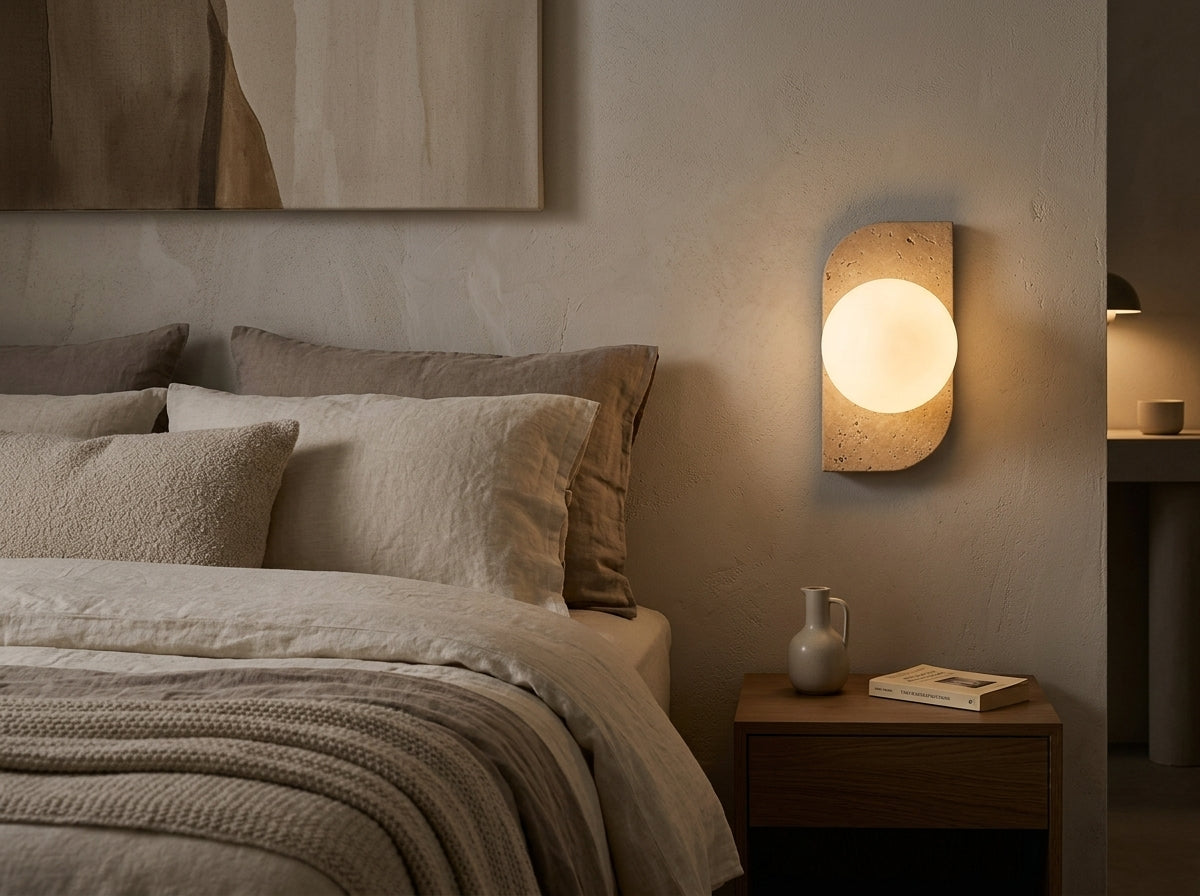 Travertine Globe Wall Sconce - Sets a Warm, Elevated Mood