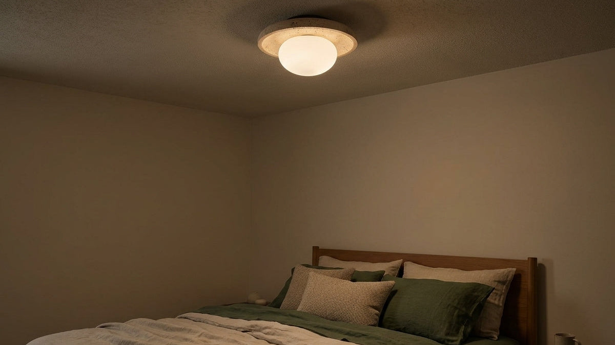 Travertine Halo Flush Mount - Sets a Warm, Inviting Mood