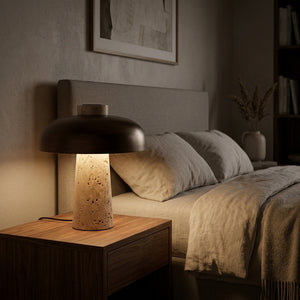 Travertine Mushroom Lamp - Main Product Image