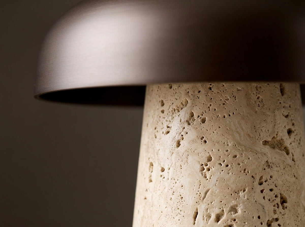 Travertine Mushroom Lamp - Crafted From Natural Stone
