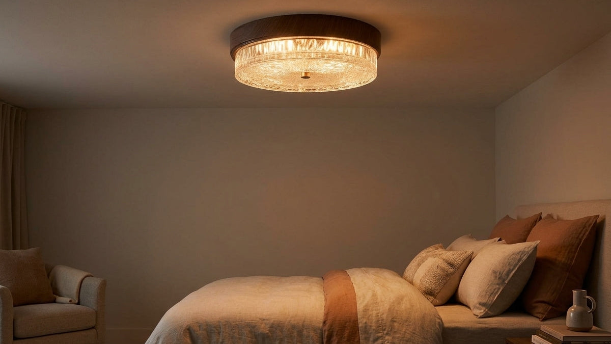 Walnut Glow Flush Mount - Elevate Your Room's Ambiance