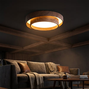 Walnut Halo Flush Light - Main Product Image
