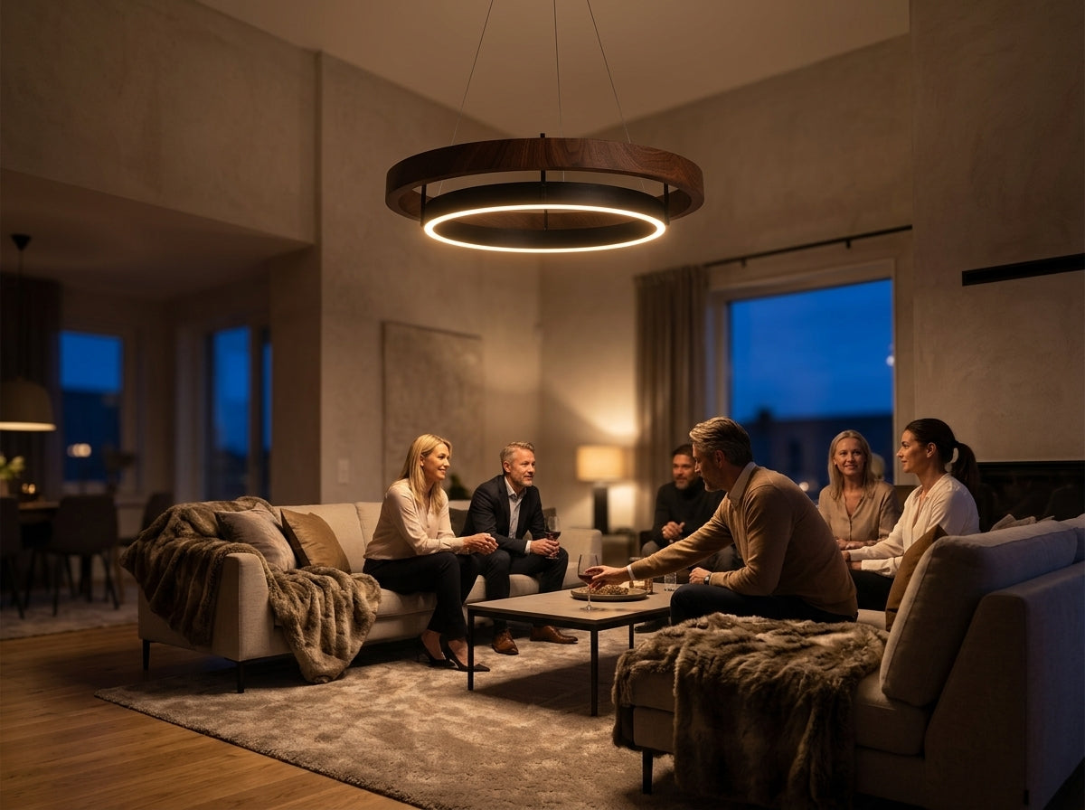 Walnut Ring Chandelier - Sets the Mood Instantly