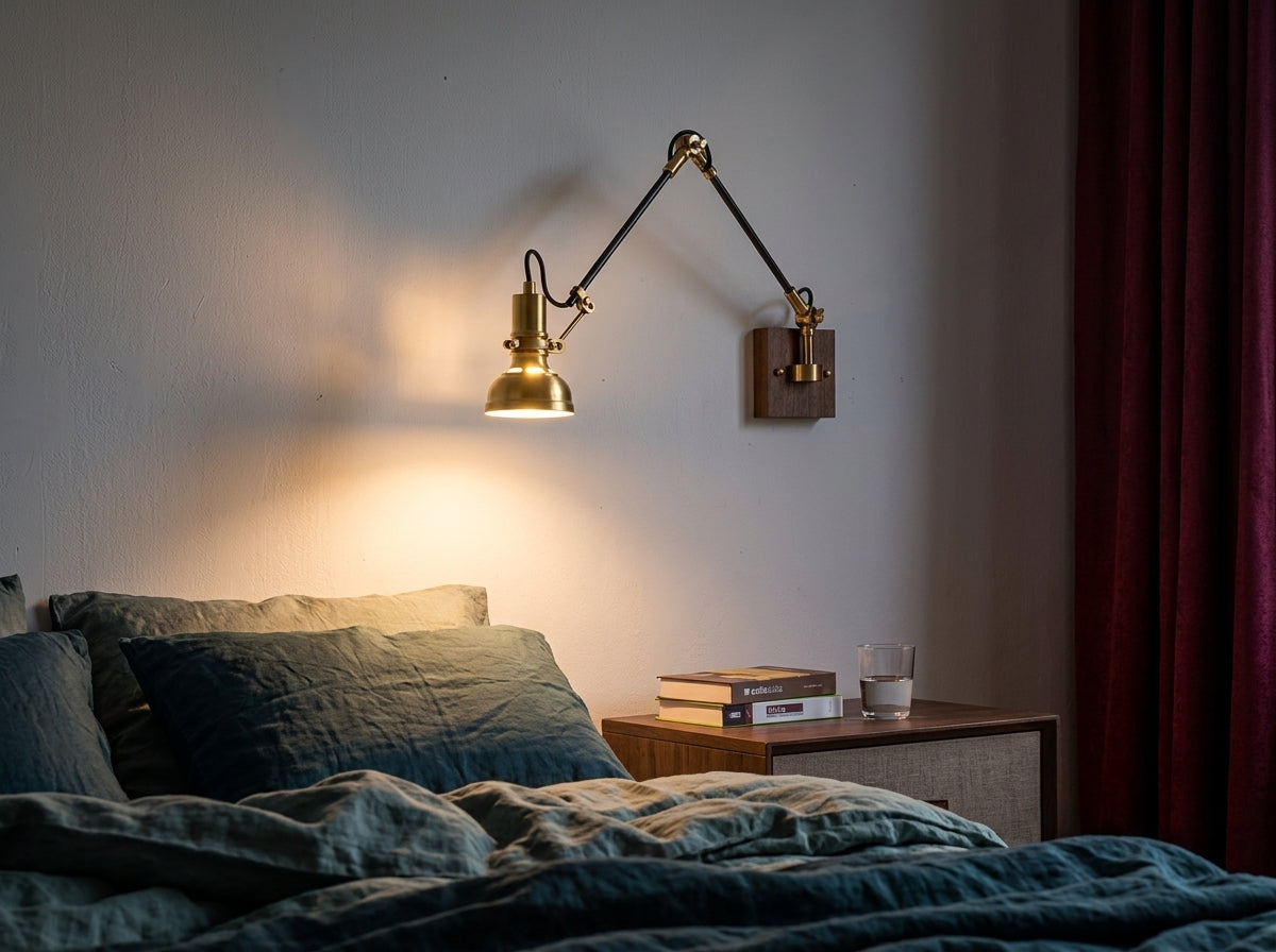 Walnut Swing Arm Lamp - Sets a Warm, Inviting Mood