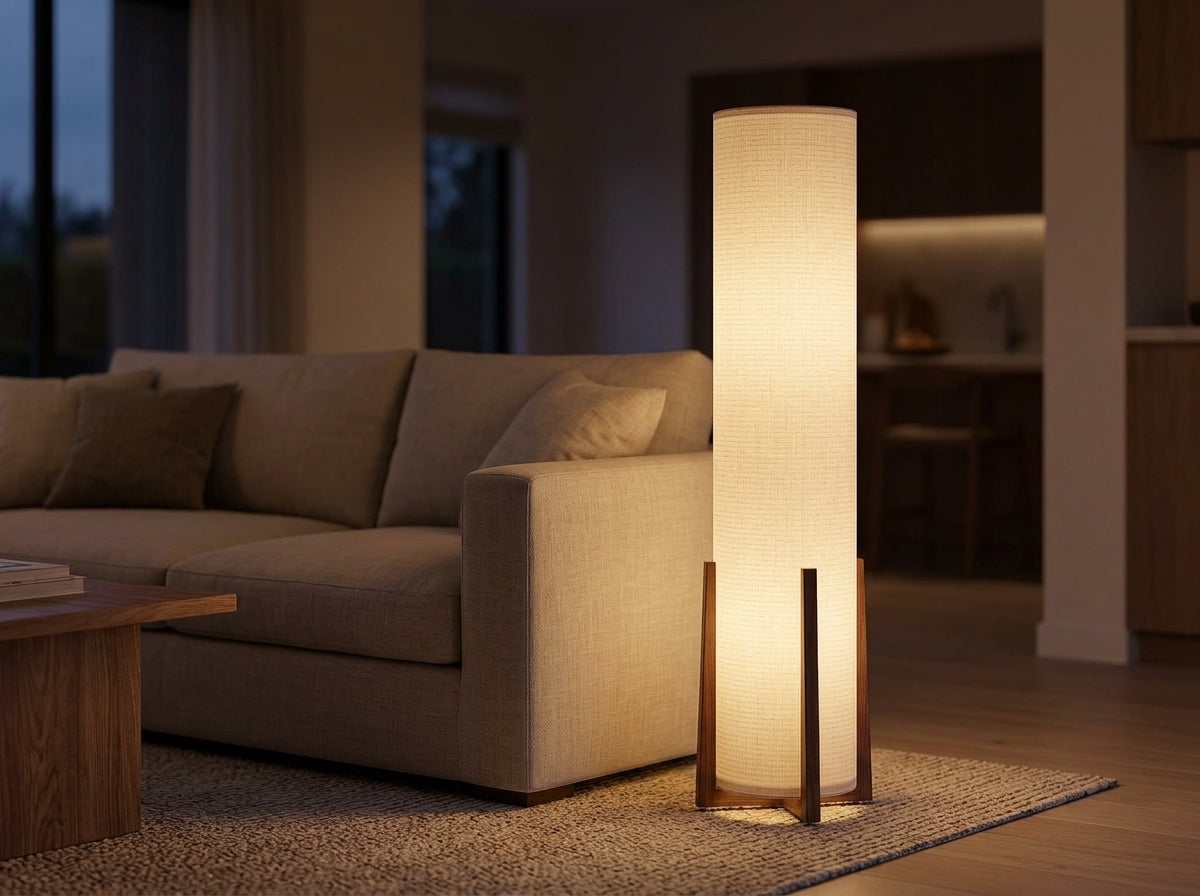 Walnut Tower Floor Lamp - Elevate Your Evening Ambiance