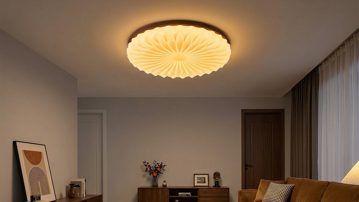 Wooden Pleated Flush Light - Elevate Your Room's Ambiance