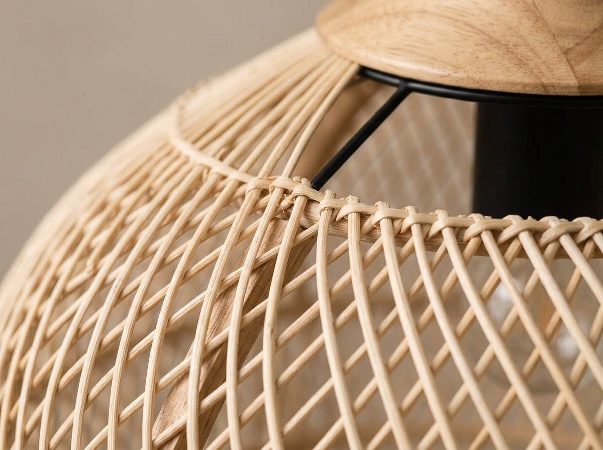 Woven Rattan Pendant - Handcrafted Texture You Can Feel